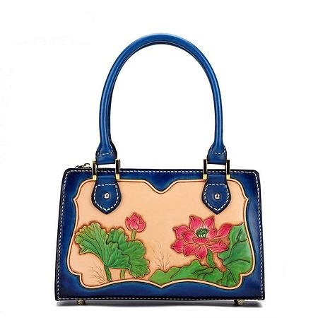Genuine Cowhide Carved Luxury Handbag