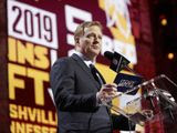 NFL Commissioner Roger Goodell announces that Mississippi State defensive end Montez Sweat has been selected by the Washington Redskins in the first round at the NFL football draft, Thursday, April 25, 2019, in Nashville, Tenn. (AP Photo/Mark Humphrey) ** FILE **