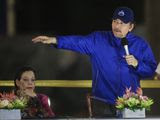In this file photo, Nicaragua&#39;s President Daniel Ortega speaks next to first lady and Vice President Rosario Murillo during the inauguration ceremony of a highway overpass in Managua, Nicaragua. (AP Photo/Alfredo Zuniga, File)
