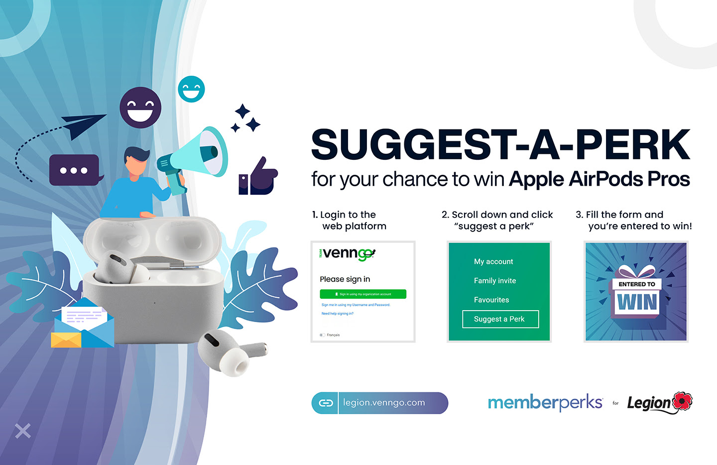 Suggest a perk for your chance to win Apple Airpods Pros.