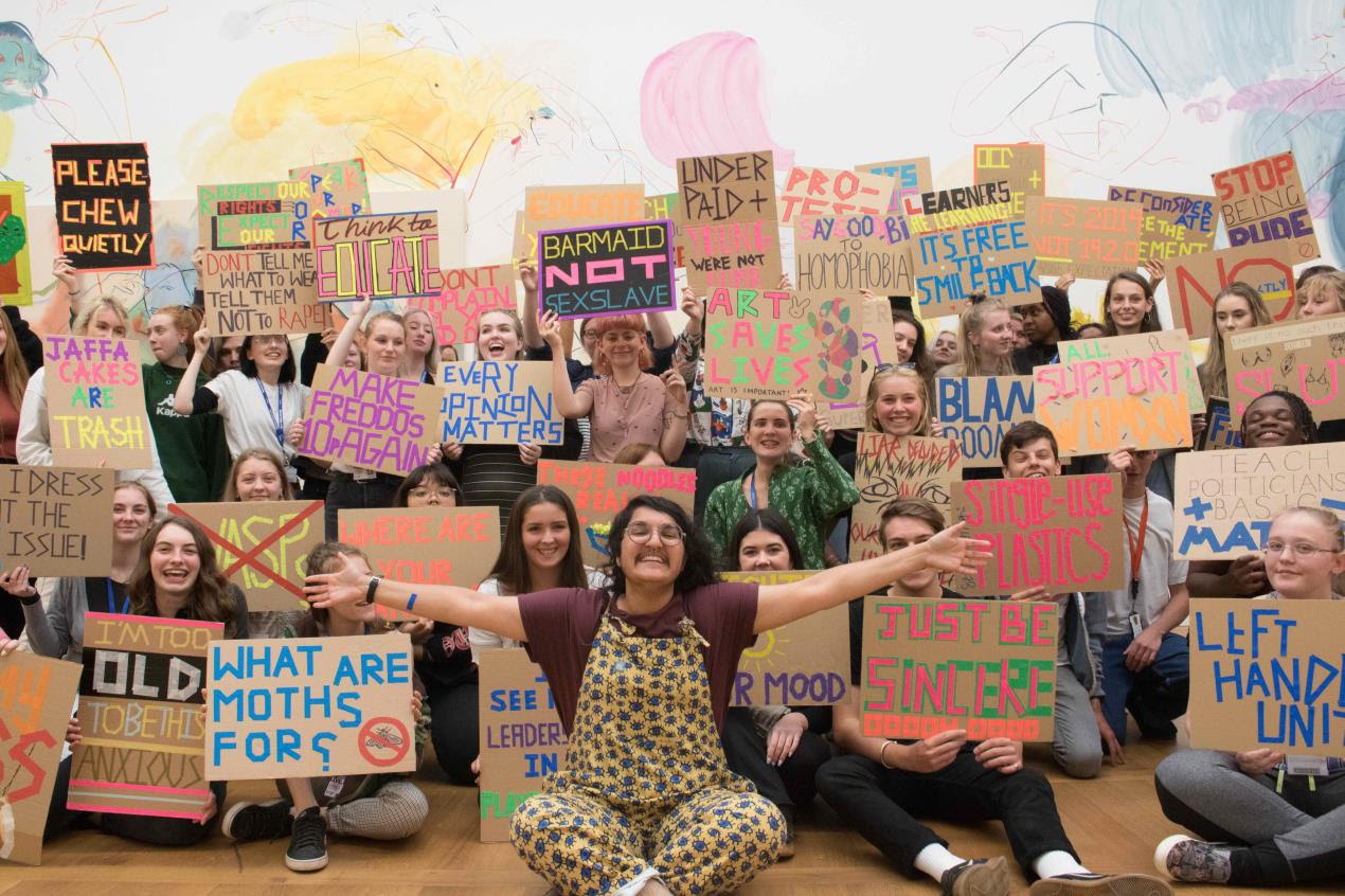 Students from Plymouth College of Art protest at Tate Britain with artist Soofiya