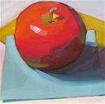 Red Apple on Teal Square - Posted on Sunday, December 21, 2014 by Robin Rosenthal