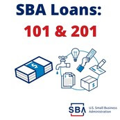 Promo graphic for SBA loan 101 & 201