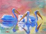 Three Pelicans, 8x6 Oil on Panel - Posted on Tuesday, November 11, 2014 by Carmen Beecher