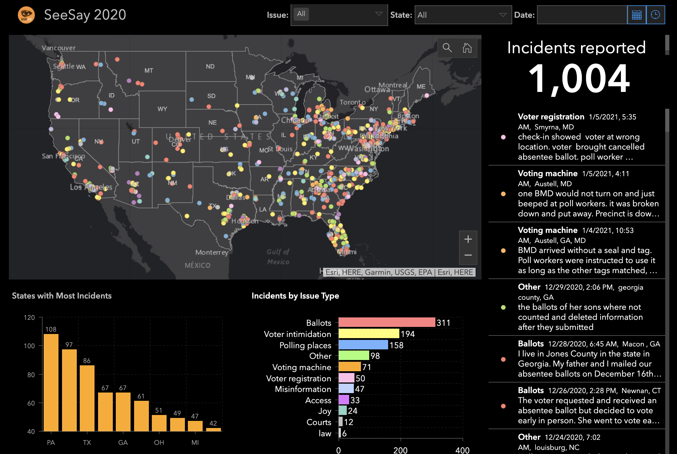 See Say 2020 is a real time system to report incidents of voter suppression
