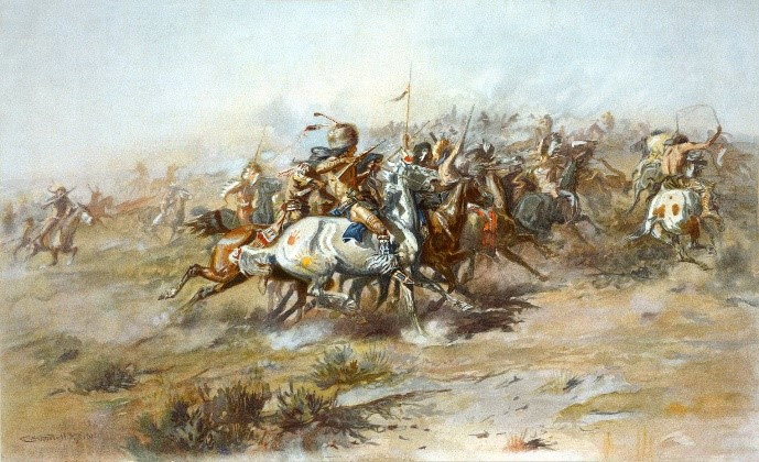 “Custer’s Last Fight” (Little Big Horn) Lithograph by Charles Marion Russell