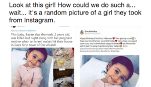 “Palestinian” “journalist” takes random baby photo from Instagram, claims baby was killed by Israel