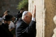 Newly elected president Reuven (Ruby) Rivlin prays at the Western Wall in Jerusalem old city on June 10, 2014. Likud Party Knesset Member Reuven (Ruby) Rivlin, 74, on Tuesday afternoon won a Knesset vote to become the 10th President of the State of Israel. Yonatan Sindel/Flash90