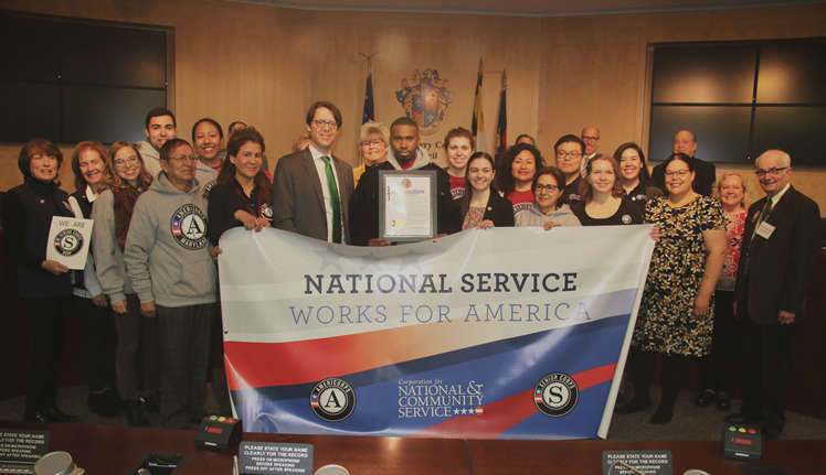 The Montgomery County Maryland Council presents a proclamation recognizing AmeriCorps service