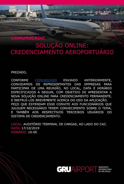 Comunicado GRU AIRPORT - Credenciamento Aeroportuá
