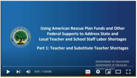 Webinar screenshot on using ARP funds to address teacher shortages