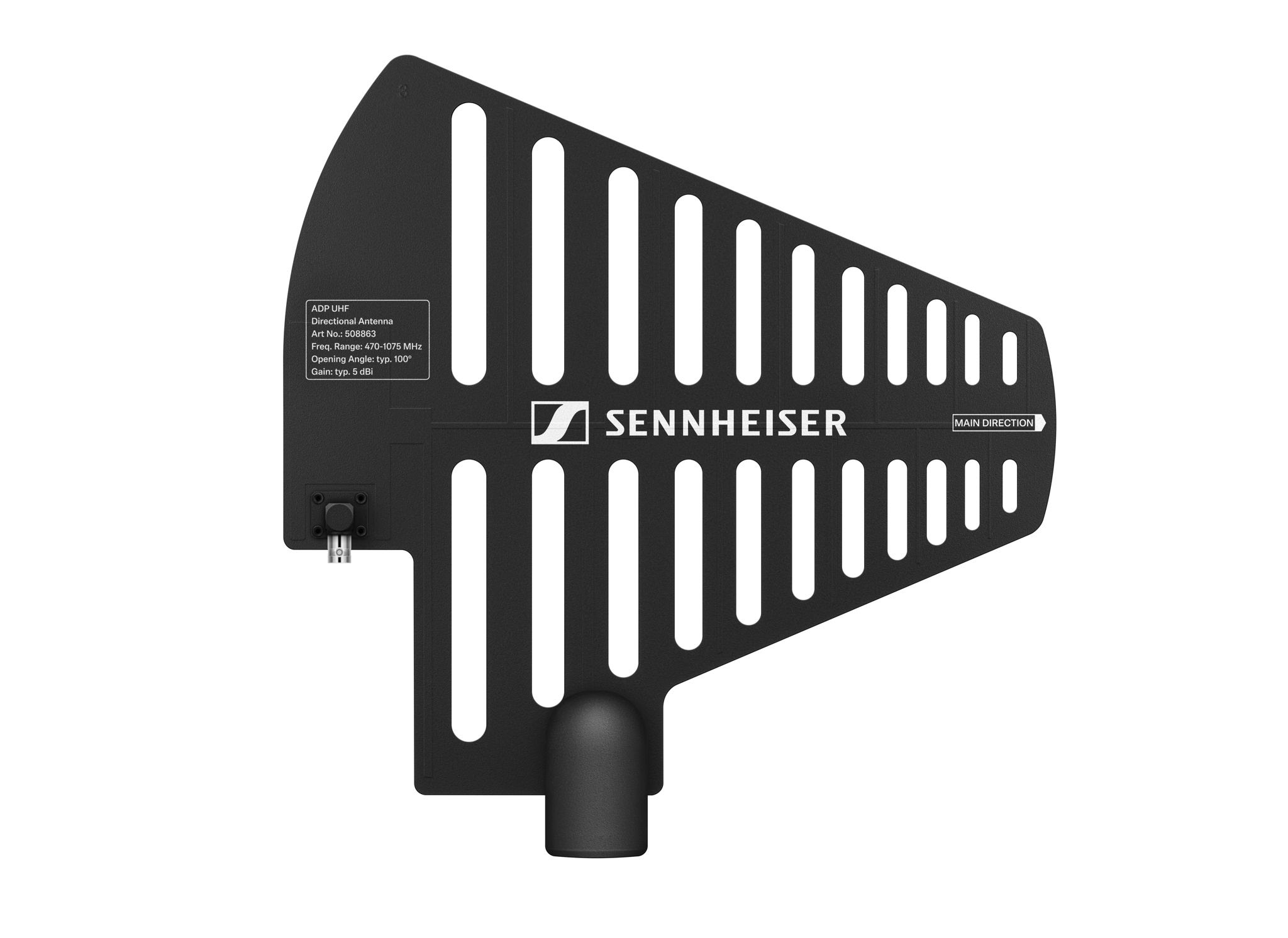 The ADP UHF remote antenna features cut-outs to reduce wind load