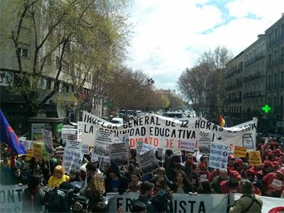 Manifestación estudiantil en Madrid, en el segundo día de huelga en la enseñanza. V. U.