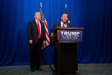 Gov. Chris Christie of New Jersey endorsed Donald J. Trump in Fort Worth on Feb. 26.