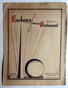 Luchow’s New York World’s Fair menu, 1939