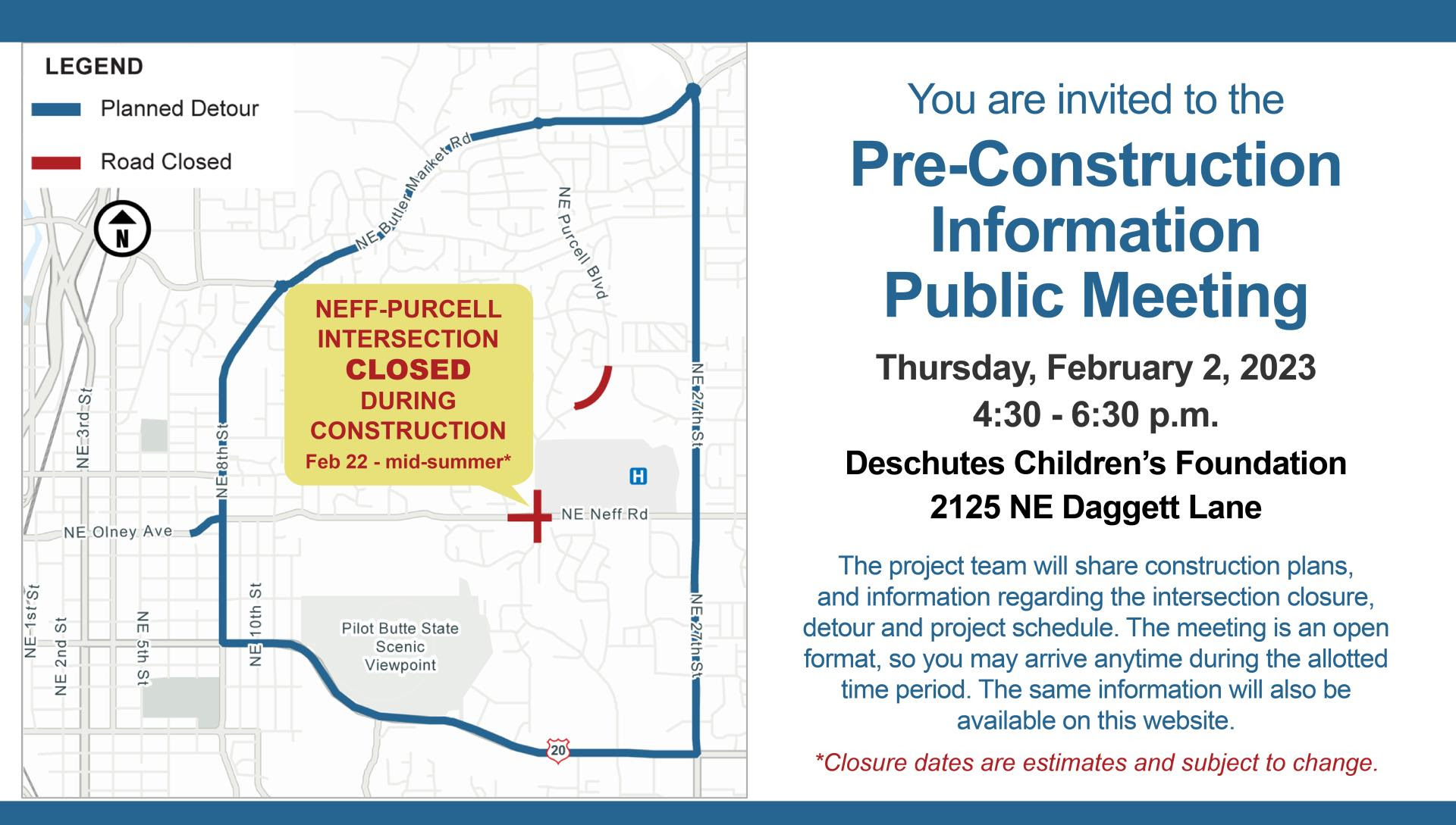 neff and purcell intersection will be closed during construction February 22 through mid-summer 2023. 