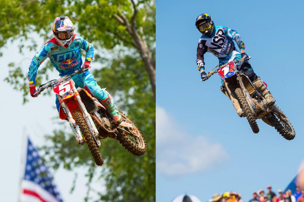 Minnesota natives Dungey (5) and Martin (1) enter their home race in possession of the red number plate, sitting atop their respective championships.Photo: Simon Cudby 