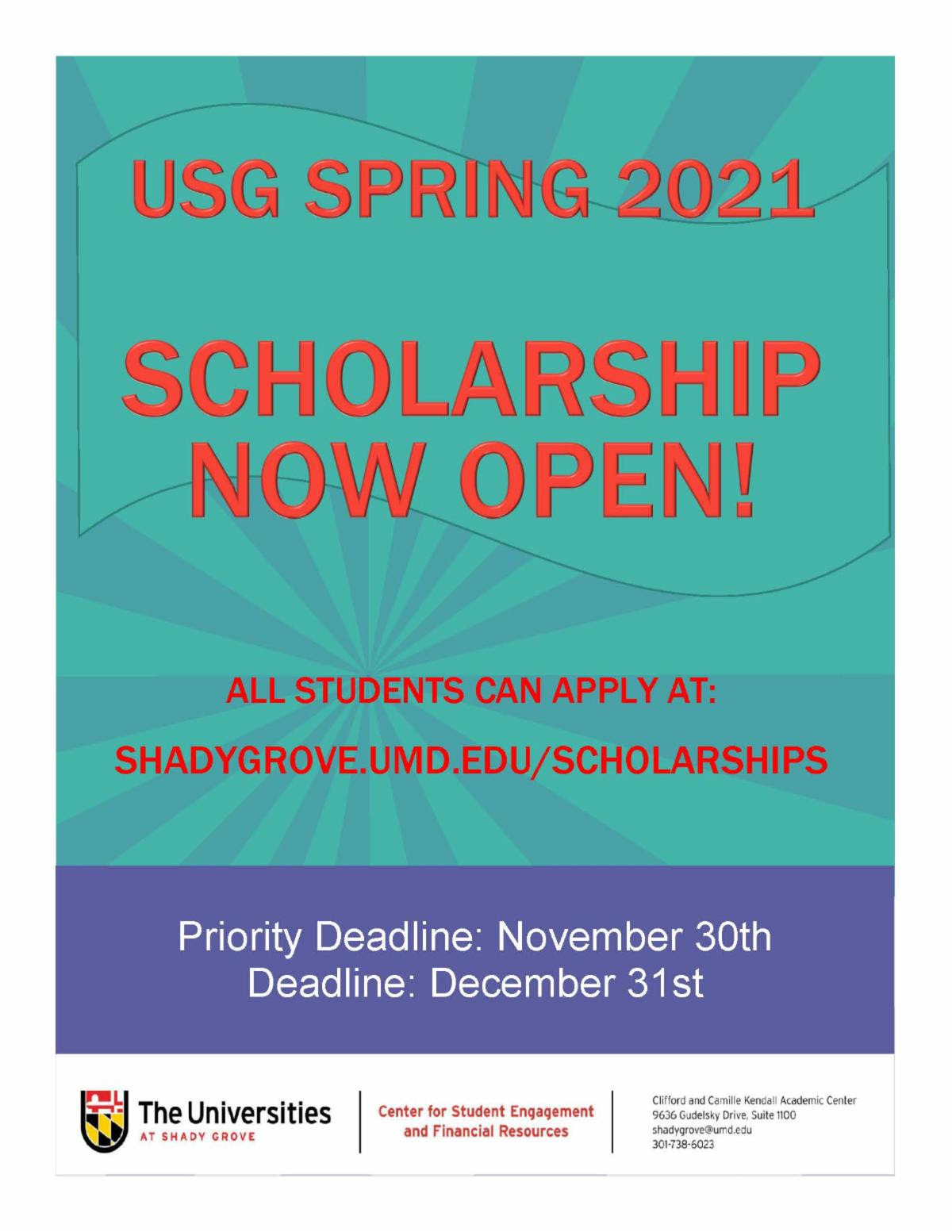 CCJSUSG News and Updates USG Spring 2021 Scholarships are now open!