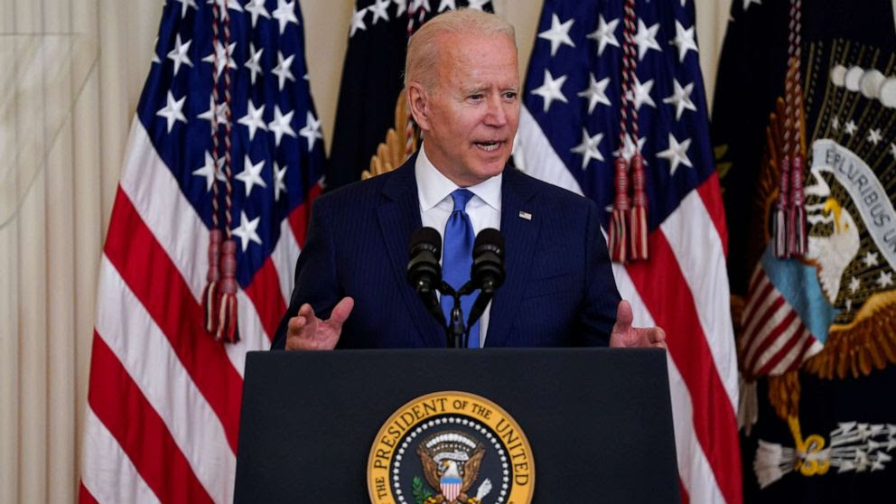 President Biden speaking at a podium