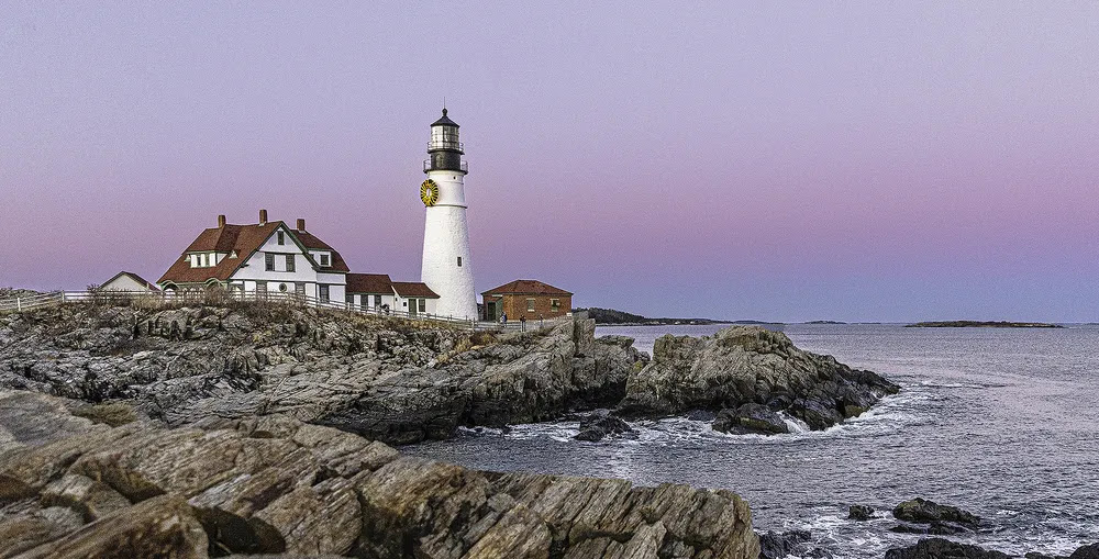 I was visiting in the Portland, Maine area when I saw the much-photographed Portland Head Light at Fort Williams Park in Cape Elizabeth. A friend showed me a good vantage point for photographing the lighthouse at sunset.