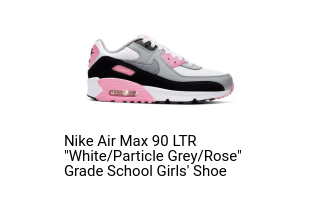 Nike Air Max 90 LTR "White/Particle Grey/Rose" Grade School Girls' Shoe