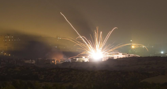 Explosion in Gaza as ground operations began Thursday night. 