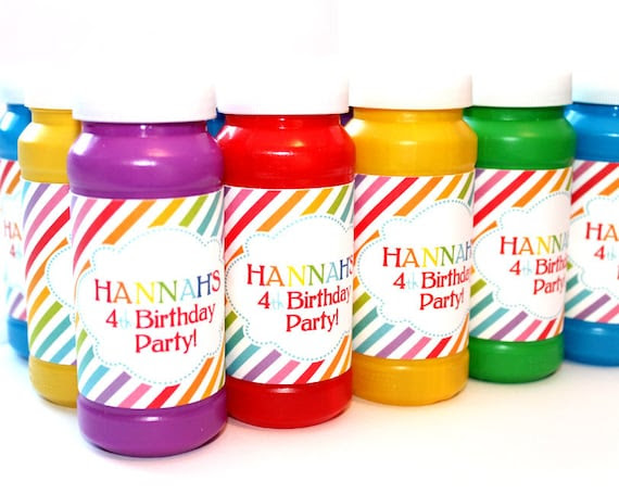 Rainbow Birthday Party - DIY PRINTABLE Bubble Labels