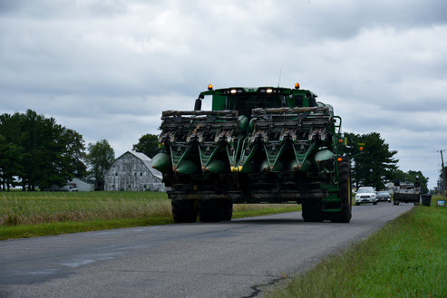 Combine on an Indiana rural road