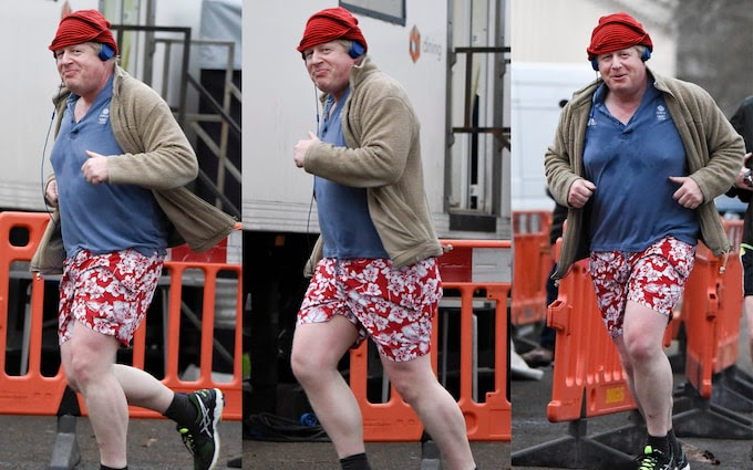 The Rt Hon Boris Johnson MP out jogging around St James Park on Tuesday morning.