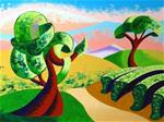 Mark Webster - Abstract Geometric Tuscan Vineyard Landscape Oil Painting - Posted on Sunday, March 15, 2015 by Mark Webster