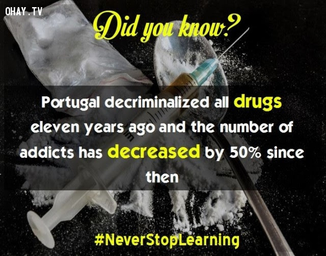 11. Bồ Đào Nha đã hợp pháp hóa tất cả các loại ma túy từ 11 năm trước và số người nghiện đã giảm 50% kể từ đó.,sự thật thú vị,những điều thú vị trong cuộc sống,khám phá,sự thật đáng kinh ngạc,có thể bạn chưa biết